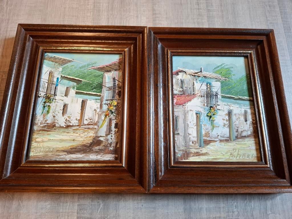 2x schilderij op doek Rihera, Enlèvement ou Envoi