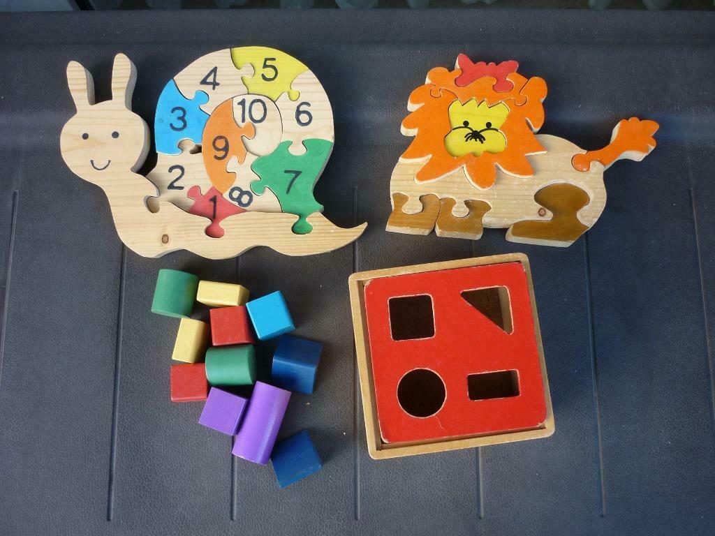 3 jeux en bois encastrables, Ophalen of Verzenden, Gebruikt, Overige typen