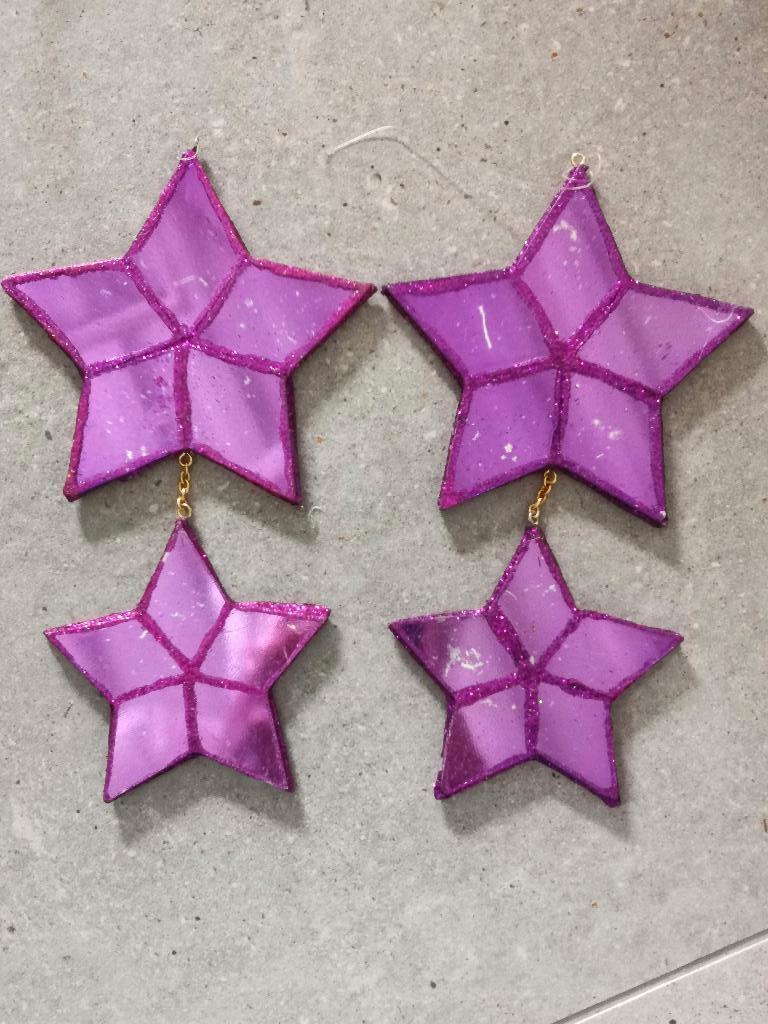 4 étoiles violettes/fuchsias/roses avec miroirs + paillettes, Enlèvement ou Envoi, Comme neuf