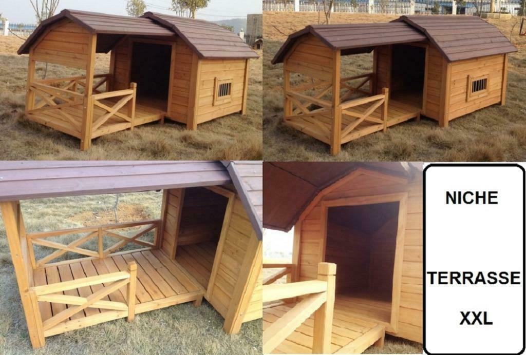 Niche XXL abri chien niche GEANTE + terrasse niche CHIEN, Enlèvement ou Envoi, Neuf, Niche à chien