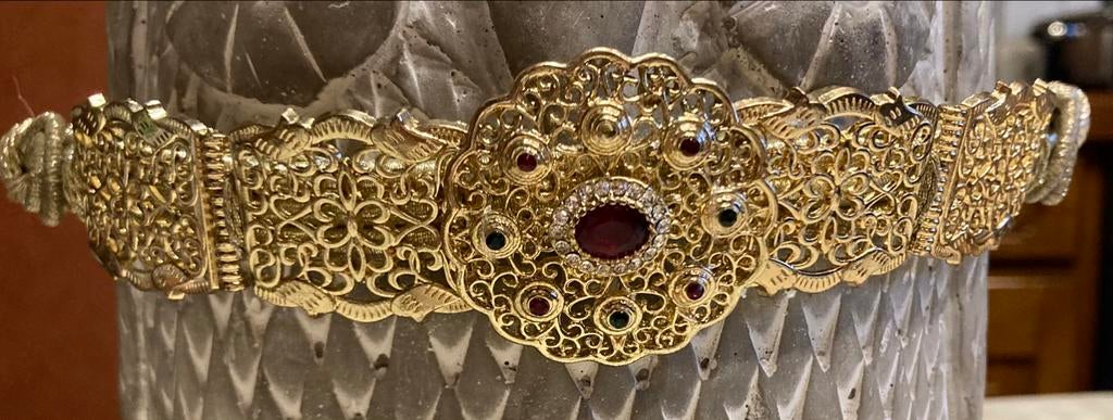 Couronne dorée avec pierres, attachez-la vous-même., Enlèvement ou Envoi, Porté, Accessoires