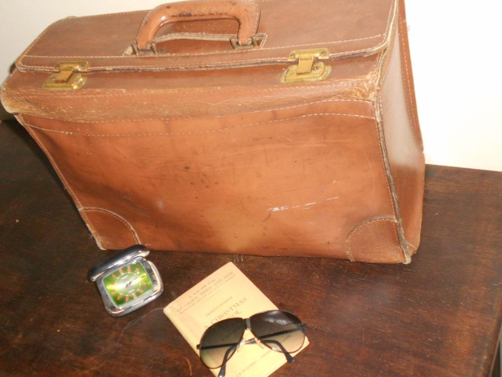 oude tas in bruin leder :  VINTAGE, Ophalen, Gebruikt, Bruin, Overige typen
