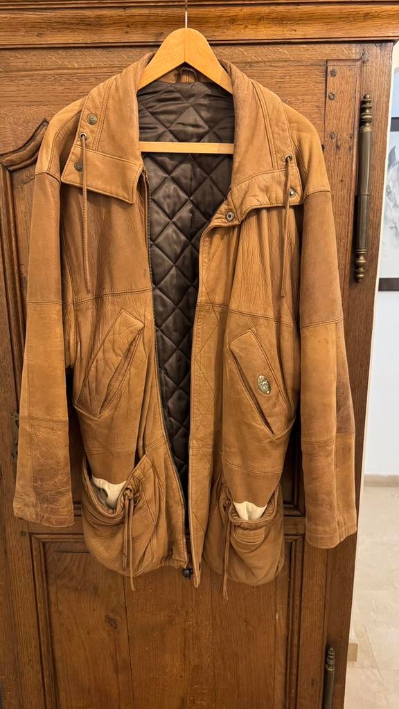 Veste cuir véritable doublée modèle 3/4 homme, Enlèvement, Porté, Taille 52/54 (L), Brun