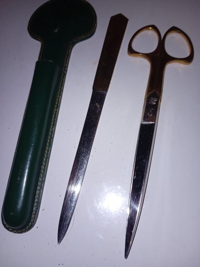vintage goudkleurige briefopener en schaar, Ophalen of Verzenden