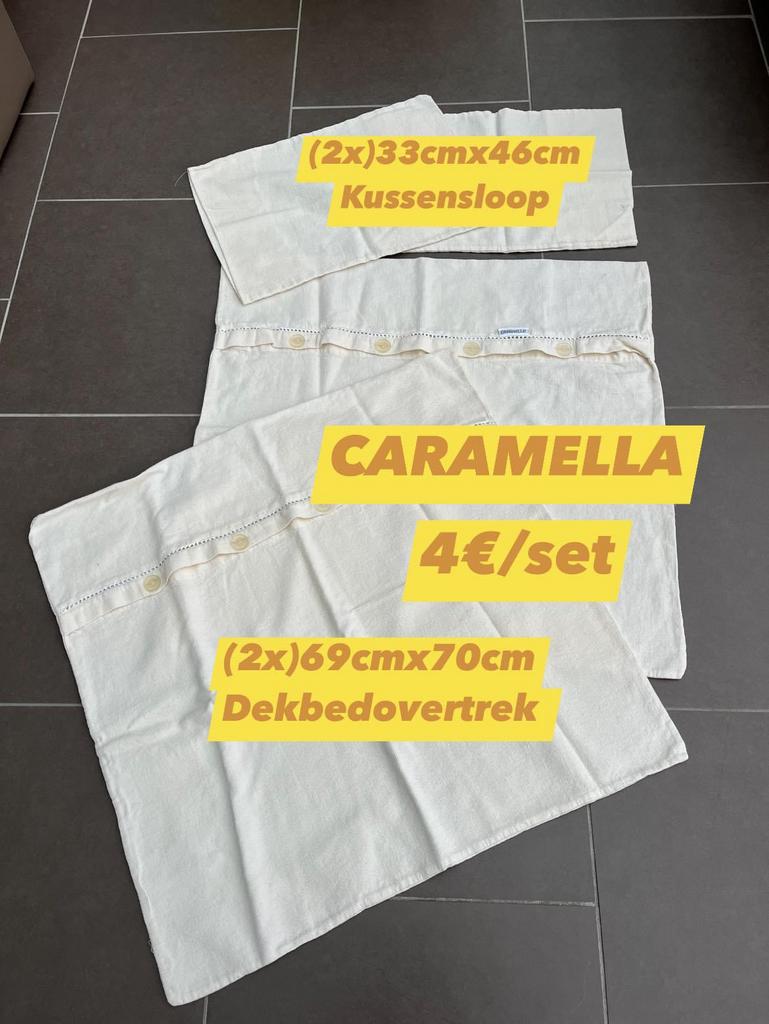 2xDekbedovertrek+sloop, Ophalen of Verzenden, Gebruikt, Beige, Dekbedovertrek