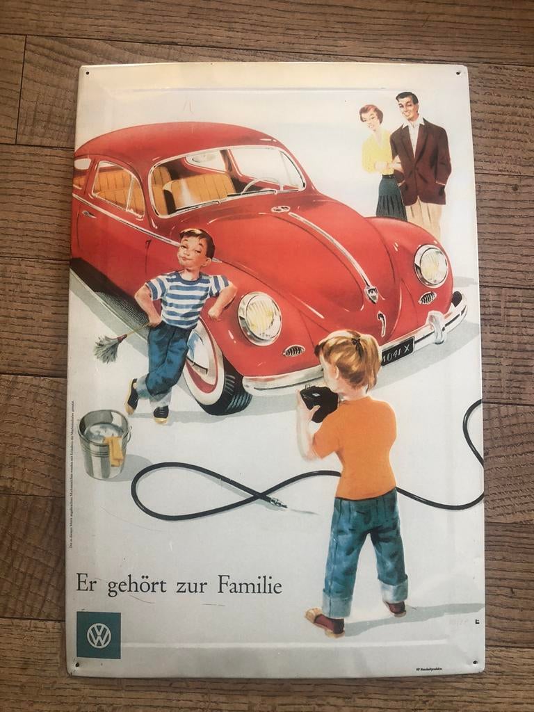 VOLKSWAGEN kever reclamebord metaal, Ophalen of Verzenden, Gebruikt, Reclamebord