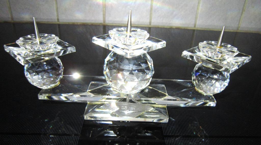 Swarovski drievoudige kaarshouder, Verzamelen, Swarovski, Verzenden, Zo goed als nieuw, Huisaccessoire