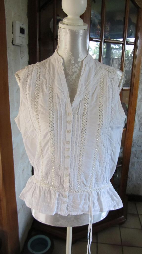 chemisier blanc sans manche Sisley, Enlèvement, Taille 42/44 (L), Blanc