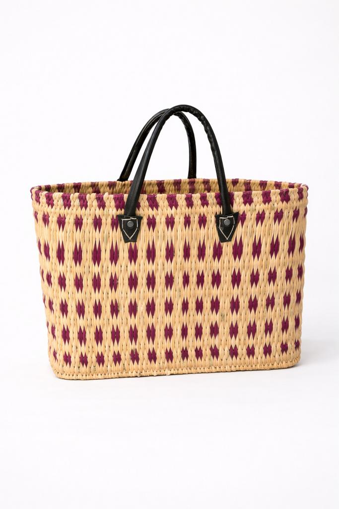 Handgeweven Rieten Shopper met Leren Handvatten, Ophalen, Nieuw, Shopper