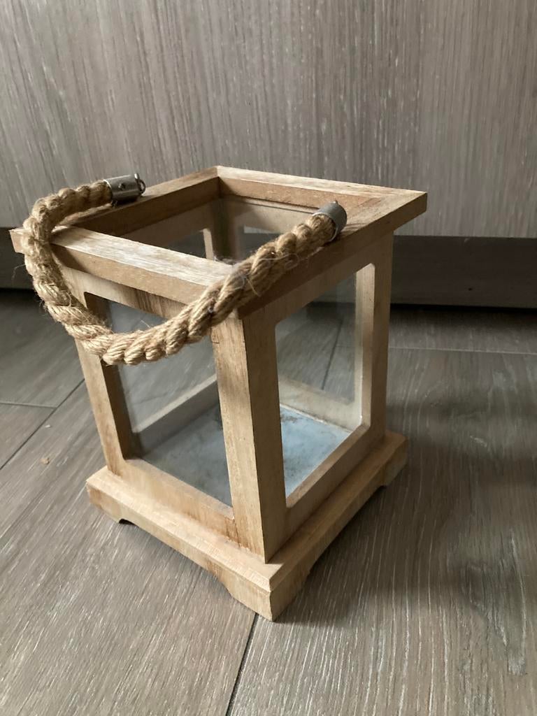 Lantaarn - hout - 16,5 cm, Ophalen of Verzenden, Zo goed als nieuw, Hout, Kandelaar