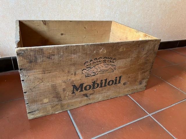 Ancienne caisse en bois de Gargoyle Mobiloil, Antiquités & Art, Curiosités & Brocante, Enlèvement