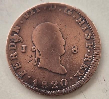 Pièce de monnaie Ferdin VII - 8 maravedis, 1820, Timbres & Monnaies, Monnaies | Europe | Monnaies euro, Envoi, Espagne, Monnaie en vrac