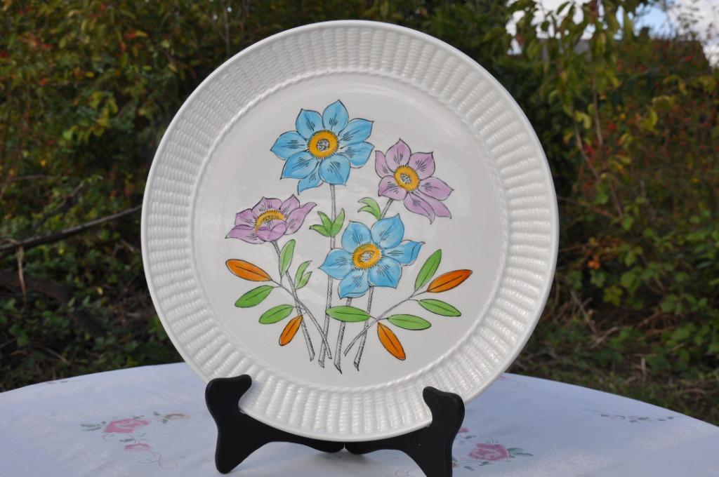 §  plat a tarte gien fleur bleu et mauve, Antiquités & Art, Antiquités | Céramique & Poterie, Enlèvement ou Envoi