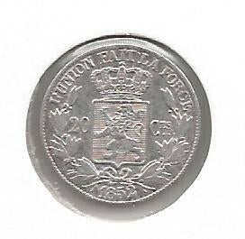 13914 * LEOPOL I *  20 cent 1852  LW zonder punten, Verzenden, Zilver