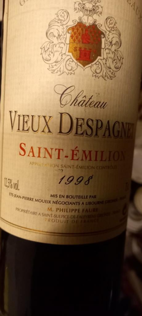 Saint Emilion Château vieux Despagnet 1998, Collections, Neuf, Enlèvement ou Envoi, Pleine, Vin rouge