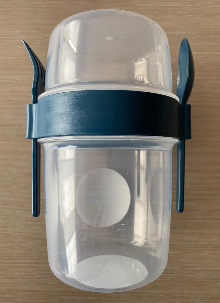 Yoghurtbeker met lepel en vork 650ml - NIEUW, Verzenden, Nieuw
