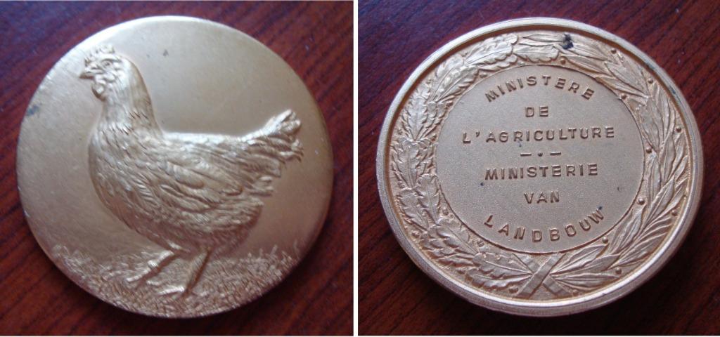 Medaille prijskamp voor Pluimvee Ministerie van Landbouw, Postzegels en Munten, Penningen en Medailles, Verzenden, Brons