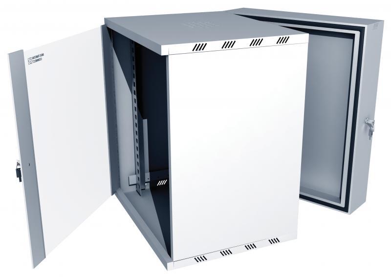 Netwerk / data kast - 3-delig - 10U - 19” rack, Ophalen, Gebruikt, Glas, Plaatstaal