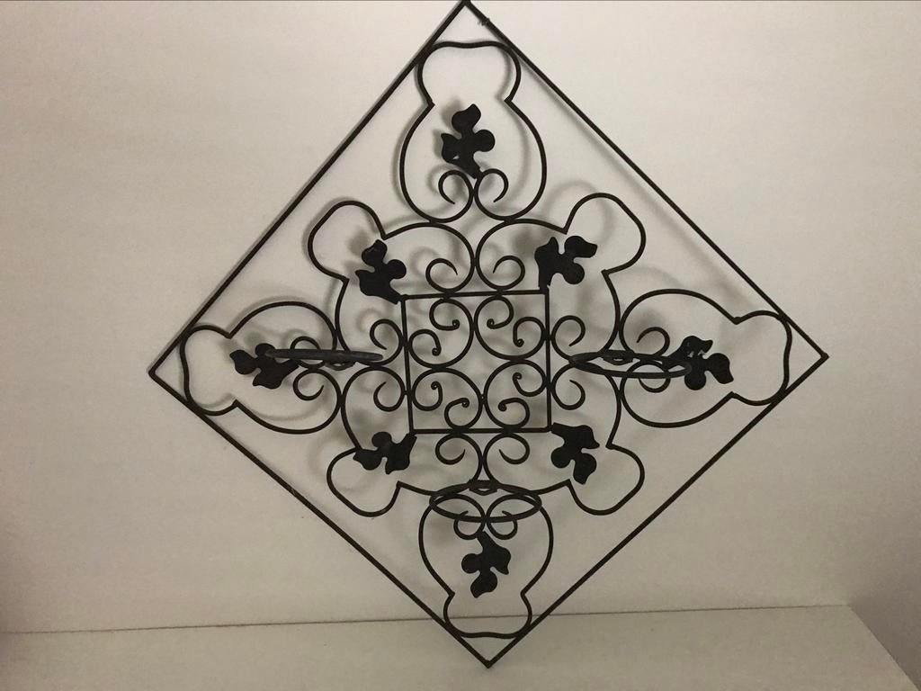 Mooi groot metalen wandrek voor 3 bloempotten 54 x 54 cm, Ophalen, Vierkant, Metaal, Binnen