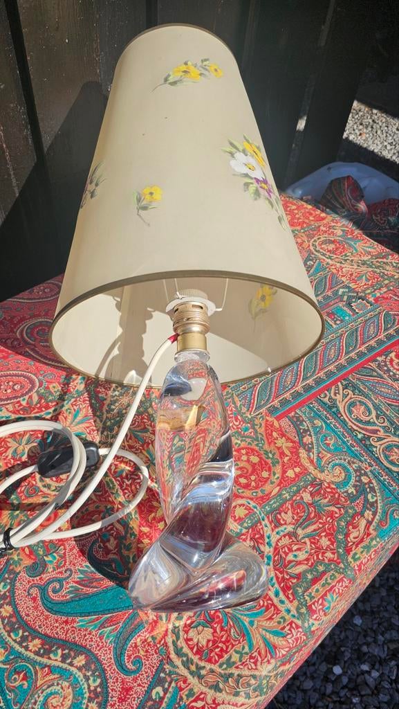 Lampe vintage en cristal  1950 Val st Lambert., Antiquités & Art, Enlèvement