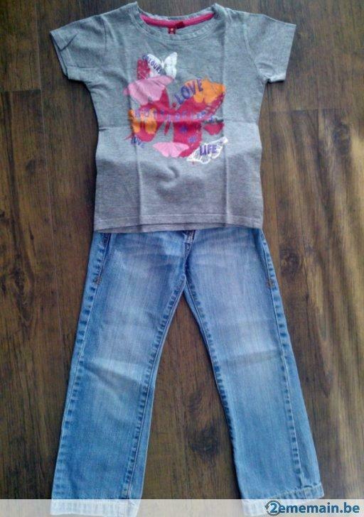 Ensemble jeans okaidi et t-shirt 5/6 ans, Utilisé