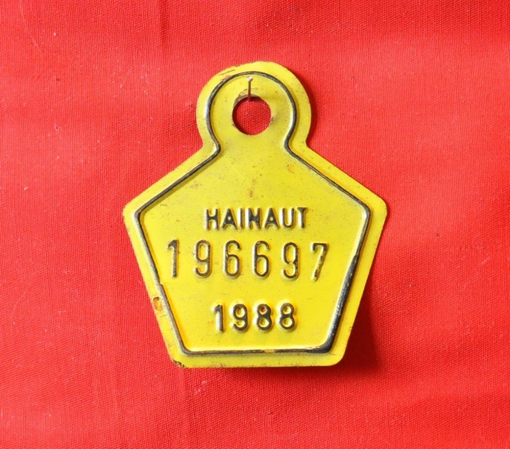 plaque de velo hainaut 1988, Enlèvement ou Envoi, Utilisé