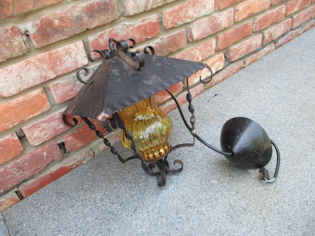 oude lantaarn lamp met glazen binnenwerk, Ophalen of Verzenden