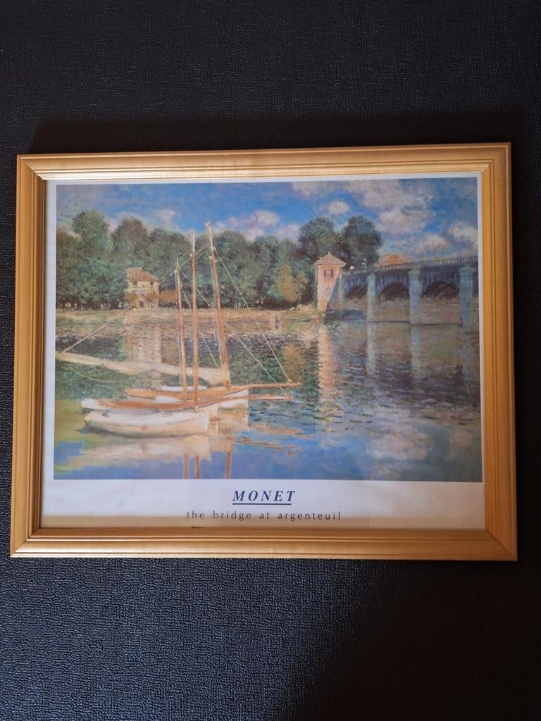 3 houten kaders met werken van Claude Monet., Ophalen