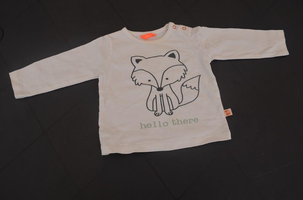 T-shirt lange mouw met vosje ' hello there' wit maat 62, Kinderen en Baby's, Gebruikt, Jongetje of Meisje, Ophalen of Verzenden