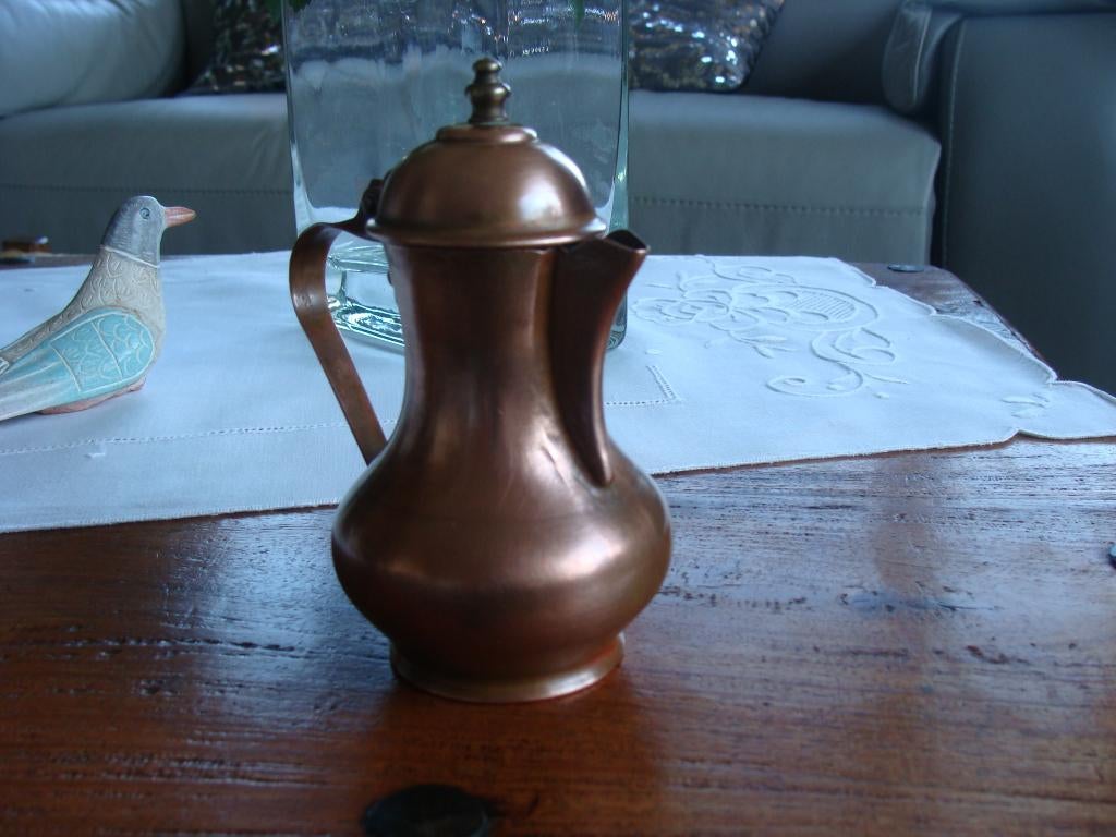 cafetière avec couvercle en cuivre rouge, vintage, Antiquités & Art, Antiquités | Bronze & Cuivre, Cuivre, Enlèvement ou Envoi