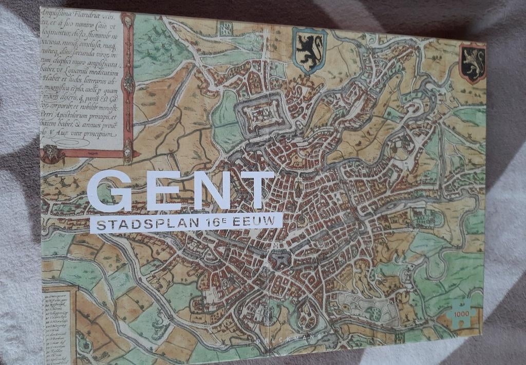 Puzzel stadsplan Gent 16de eeuw, 1000 stukjes, compleet, Ophalen of Verzenden, 500 t/m 1500 stukjes, Zo goed als nieuw, Legpuzzel