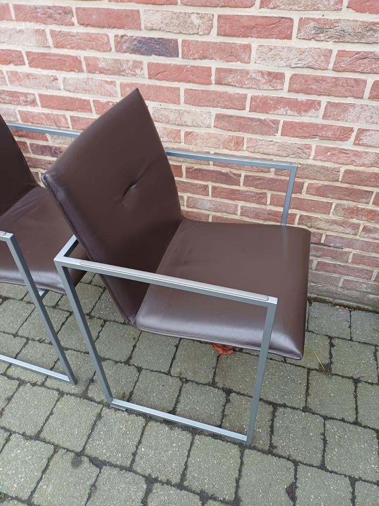 Stoelen Arco, aluminium frame, leren zit/ rug, Huis en Inrichting, Stoelen, Ophalen