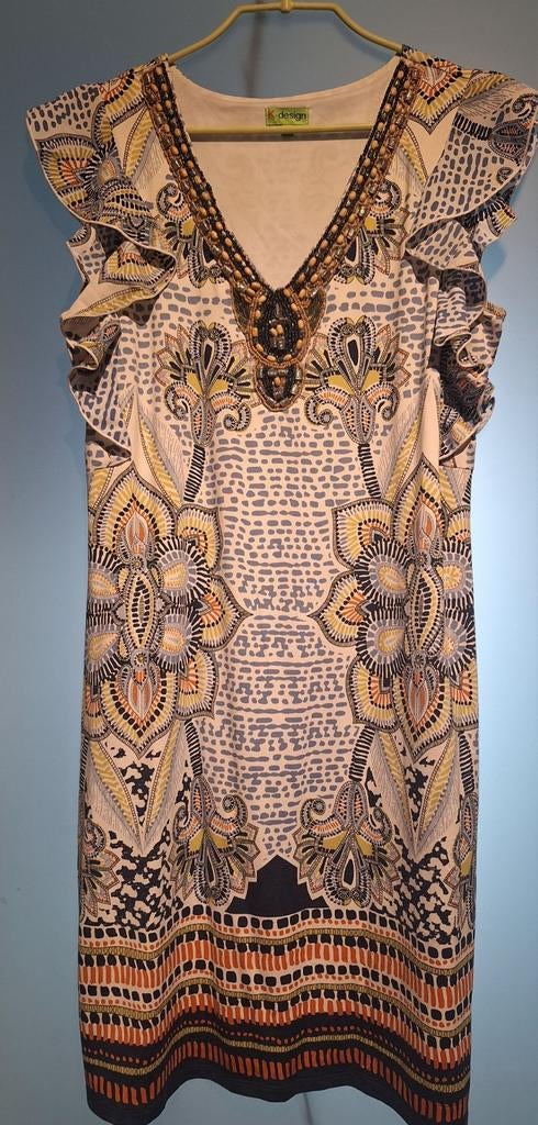 Robe bleue perlée K-design taille M, Enlèvement ou Envoi, Porté, Bleu