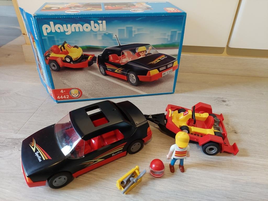 Playmobil set 4442 auto met gokart, Ophalen of Verzenden, Gebruikt, Complete set