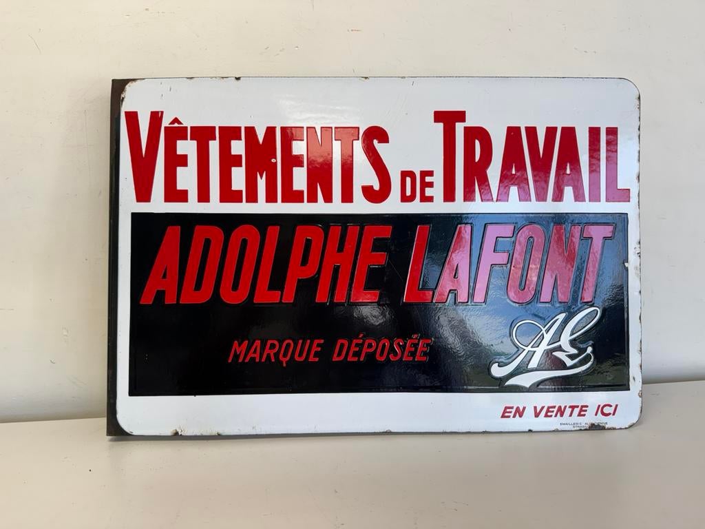 Panneau publicitaire en émail Adolphe Lafont, Enlèvement ou Envoi, Utilisé, Panneau publicitaire