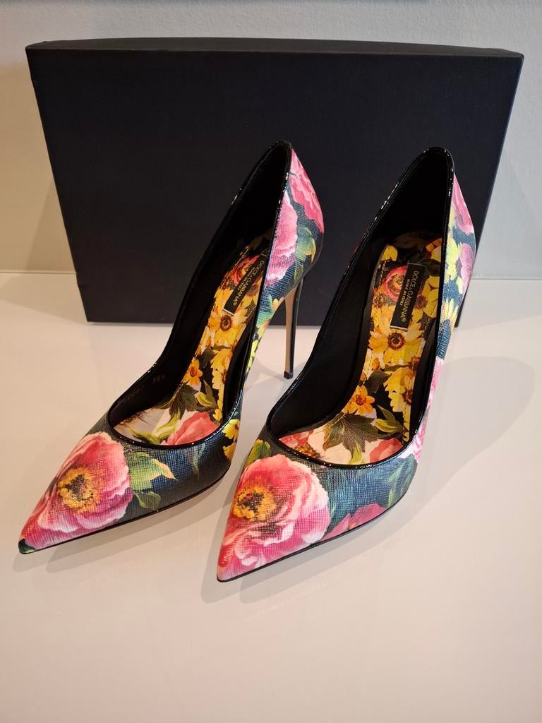 Nouveau Etilletto en cuir floral multicolore Dolce & Gabbana, Neuf, Enlèvement ou Envoi, Autres couleurs, Chaussures à haut talons