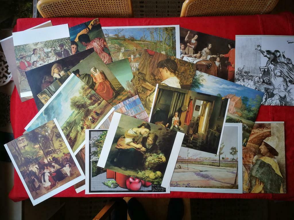 Lot van 36 grote reproducties van kunstwerken, Ophalen of Verzenden, Gebruikt, Prent