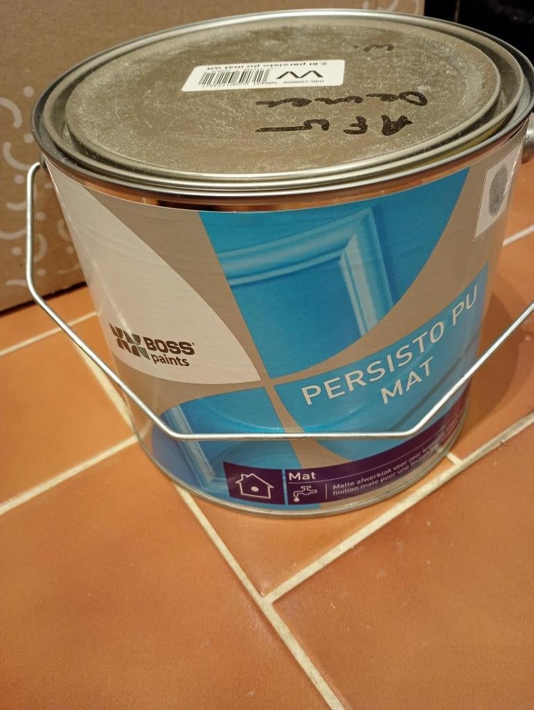 Verf Persisto PU Mat wit 2,5 liter Boss Paints Colora, Doe-het-zelf en Bouw, Ophalen, Wit, Nieuw, Verf