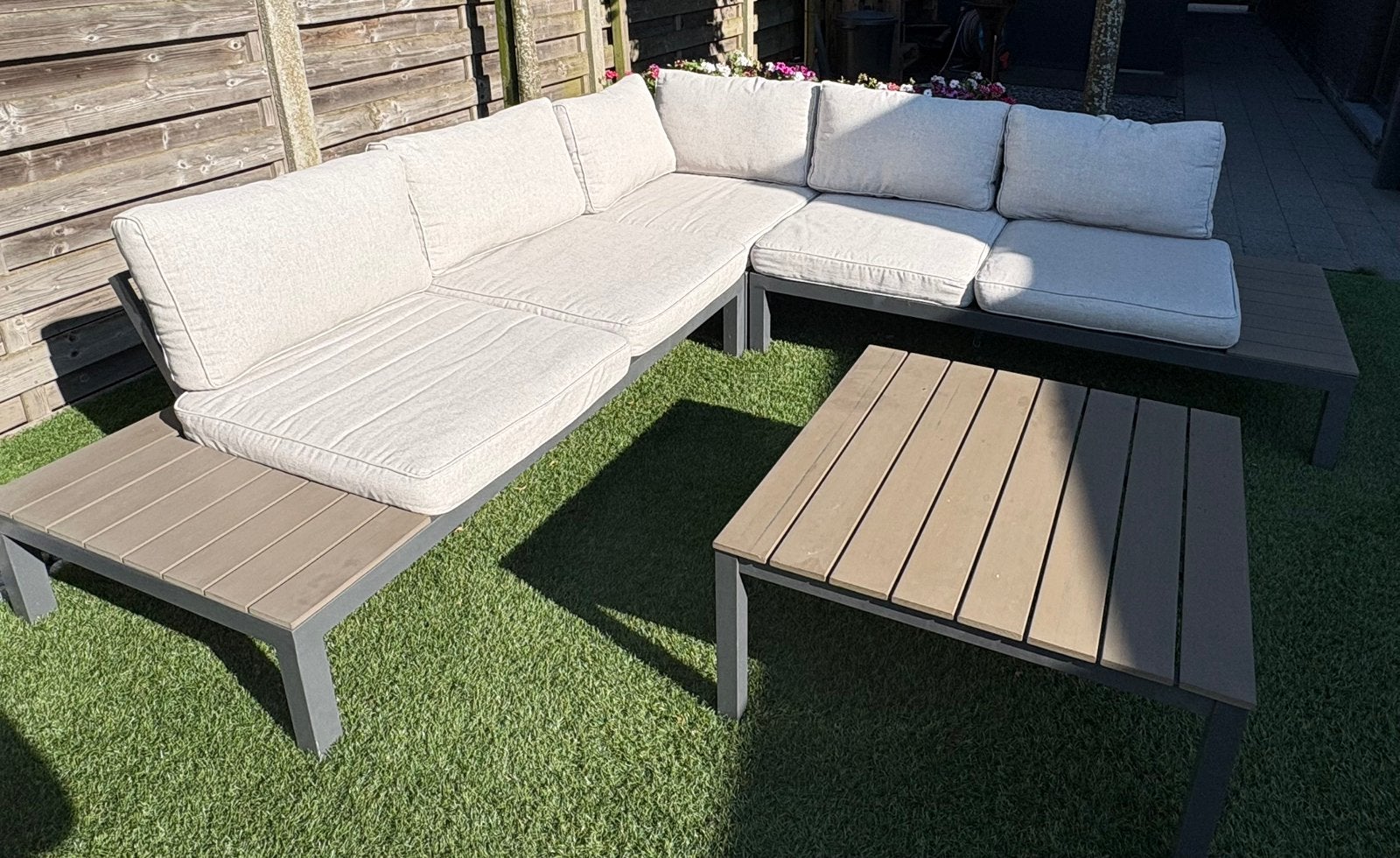 Loungeset, Tuin en Terras, Ophalen, 5 zitplaatsen, Kunststof, Gebruikt