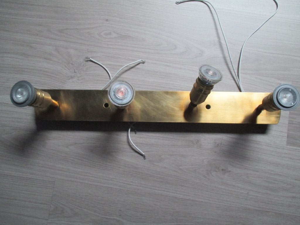 URO LIGCHTING 4-lichts opbouwspot massief messing, Huis en Inrichting, Ophalen of Verzenden, Gebruikt, Plafondspot