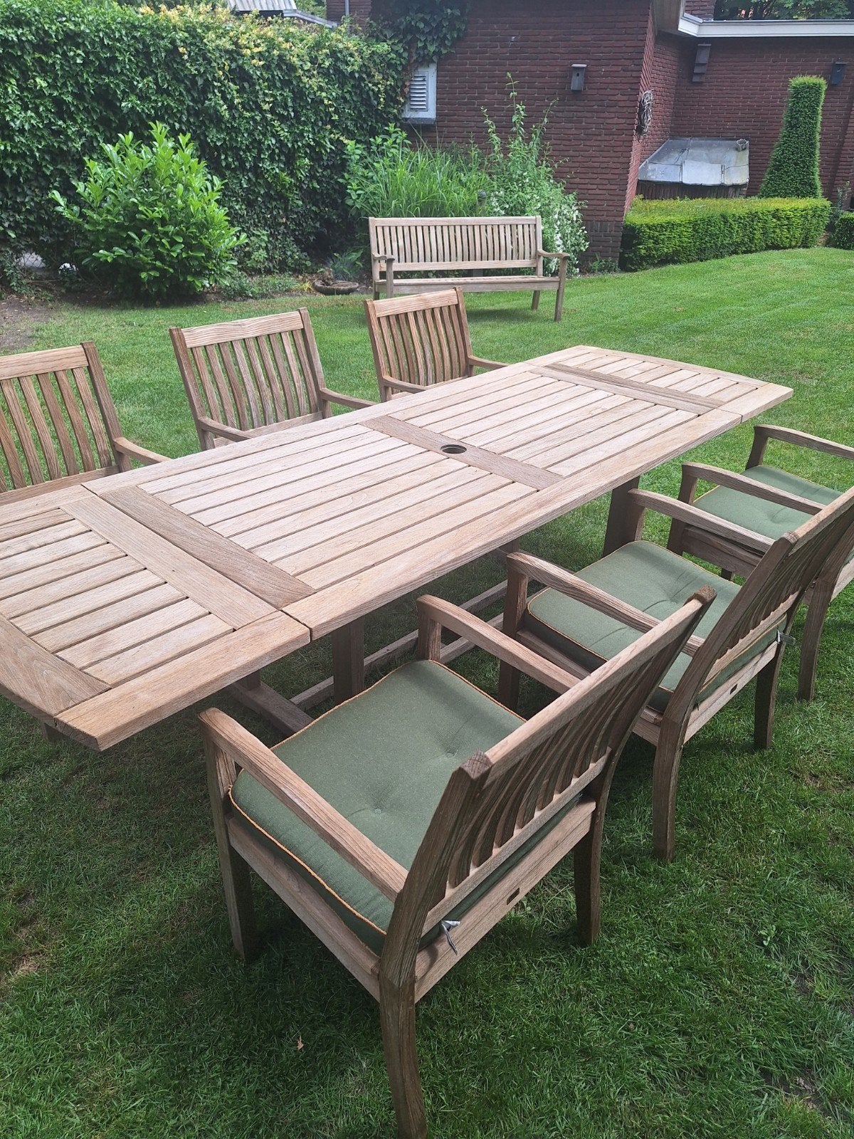 Teakhouten tuinset en tuinbank van Gloster., Ophalen, Tuinset