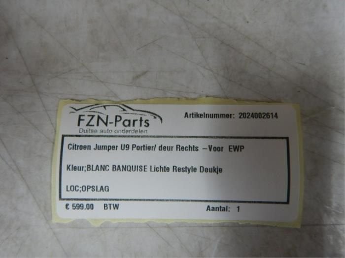Citroen Jumper Portier/Deur Rechts-Voor, Auto-onderdelen, Ophalen of Verzenden, Gebruikt, Voor, Deur
