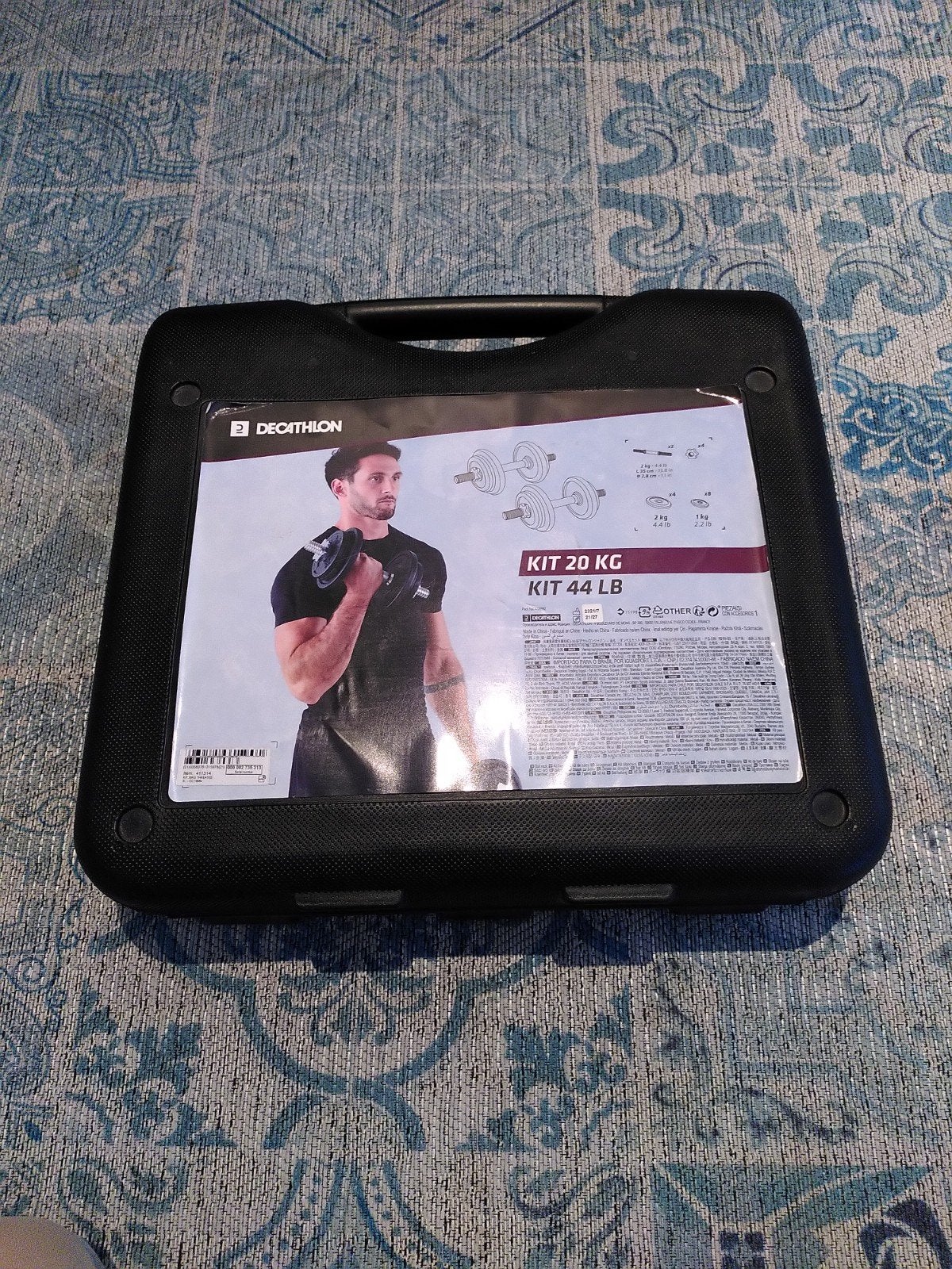 kit d'haltères de musculation complet Decathlon 20kg, Sports & Fitness, Enlèvement, Comme neuf, Dos, Haltère