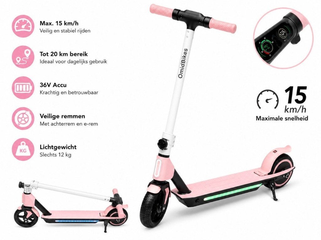 Elektrische Kinderstep 15 km/u, 20 km Bereik & LED, Fietsen en Brommers, Ophalen of Verzenden, Nieuw, Semati