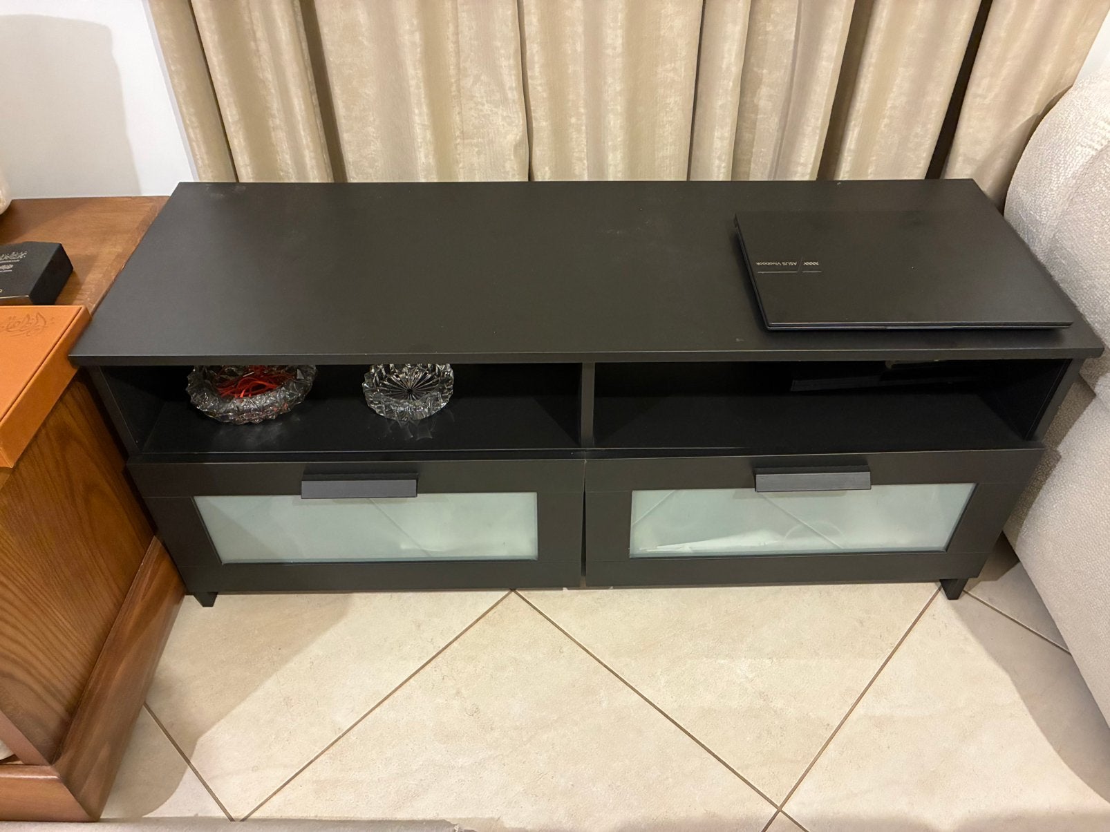 IKEA BESTÅ zwart tv-meubel — 120  41  54 cm, Ophalen, Overige materialen, Minder dan 50 cm, Zo goed als nieuw