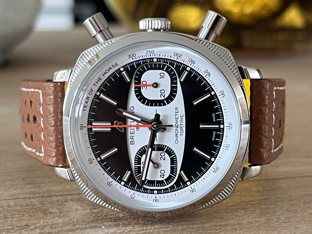 Breitling Top Time B01 Racing, Overige merken, Leer, Staal, Polshorloge