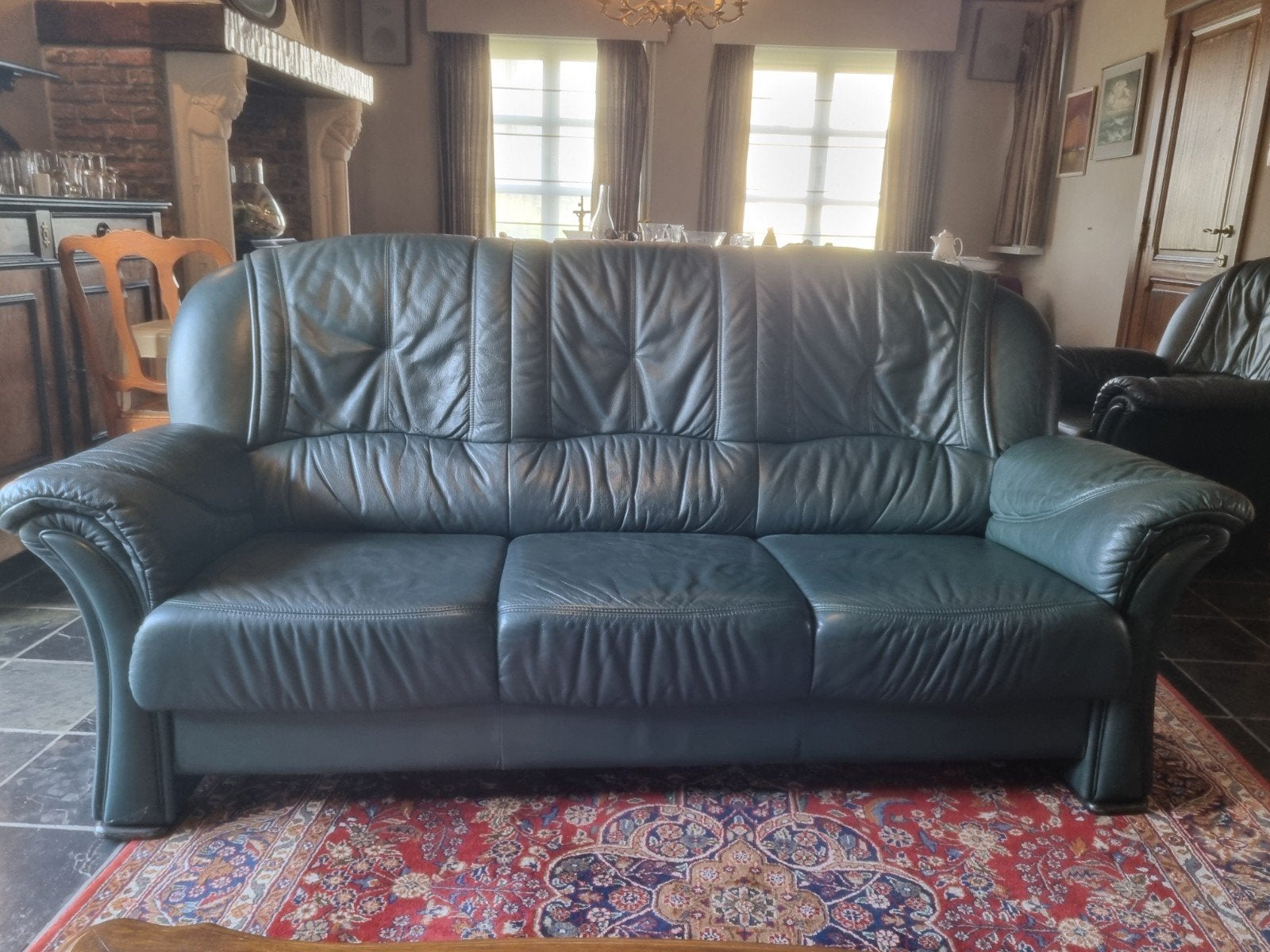Volledig salon 2 driezit, éénzit en poef, Ophalen