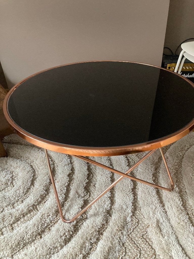 Salontafel van gehard glas, Huis en Inrichting, Ophalen, 50 – 75, 50 tot 100 cm, Rond