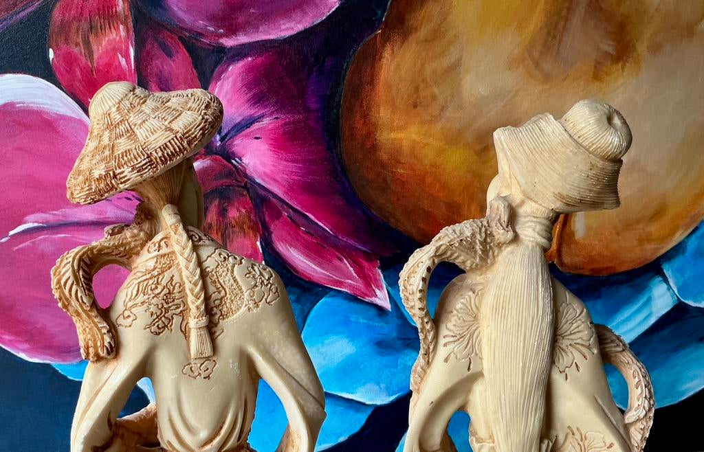 Chinese geluks-beelden in Ivorine, Antiek en Kunst, Ophalen