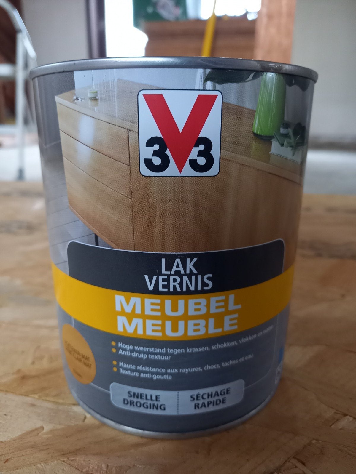 V33 Meubelvernis - licht eiken mat - 1l, Doe-het-zelf en Bouw, Minder dan 5 liter, Ophalen, Nieuw, Lak